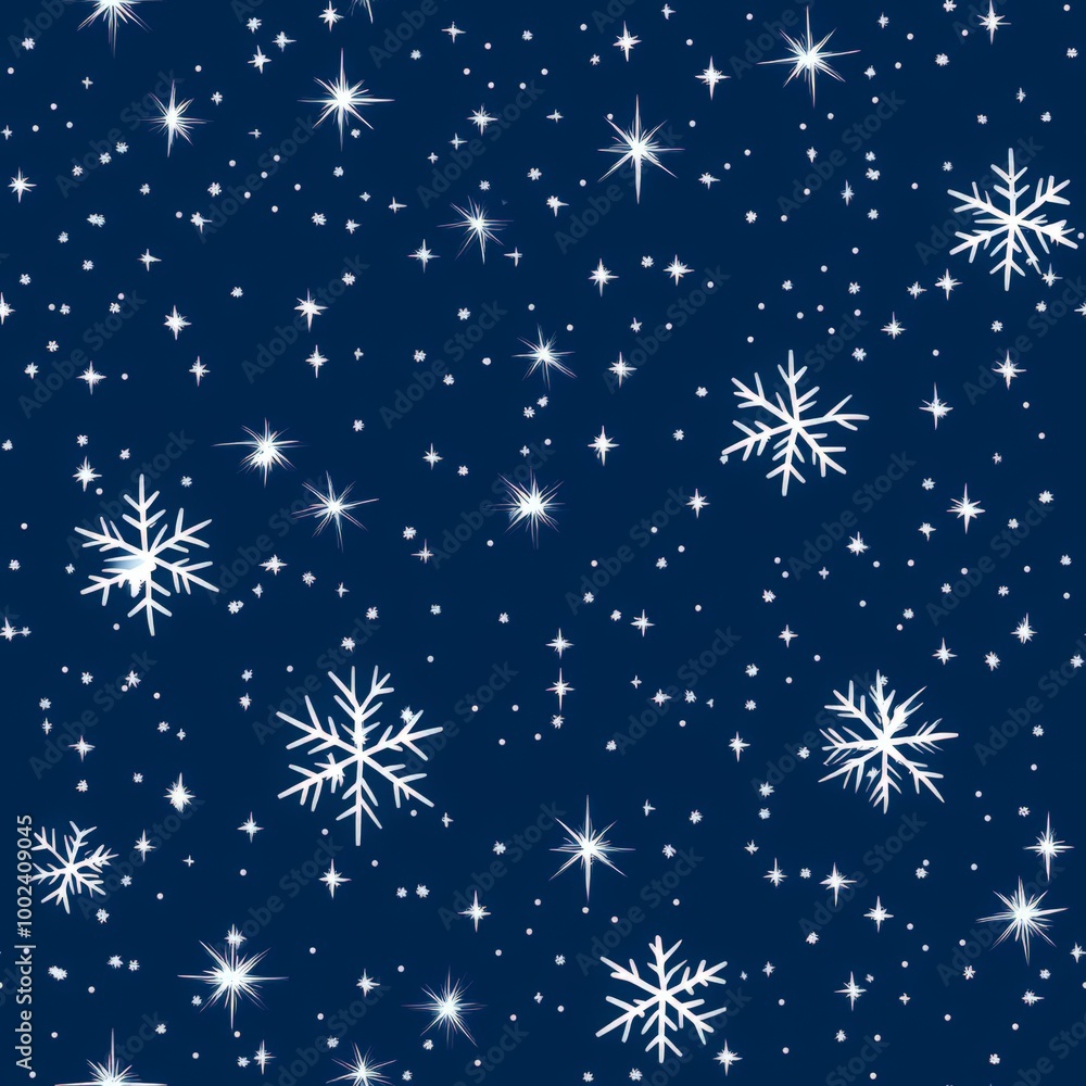 A blue background with white snowflakes scattered throughout A blue background with white snowflakes scattered throughout