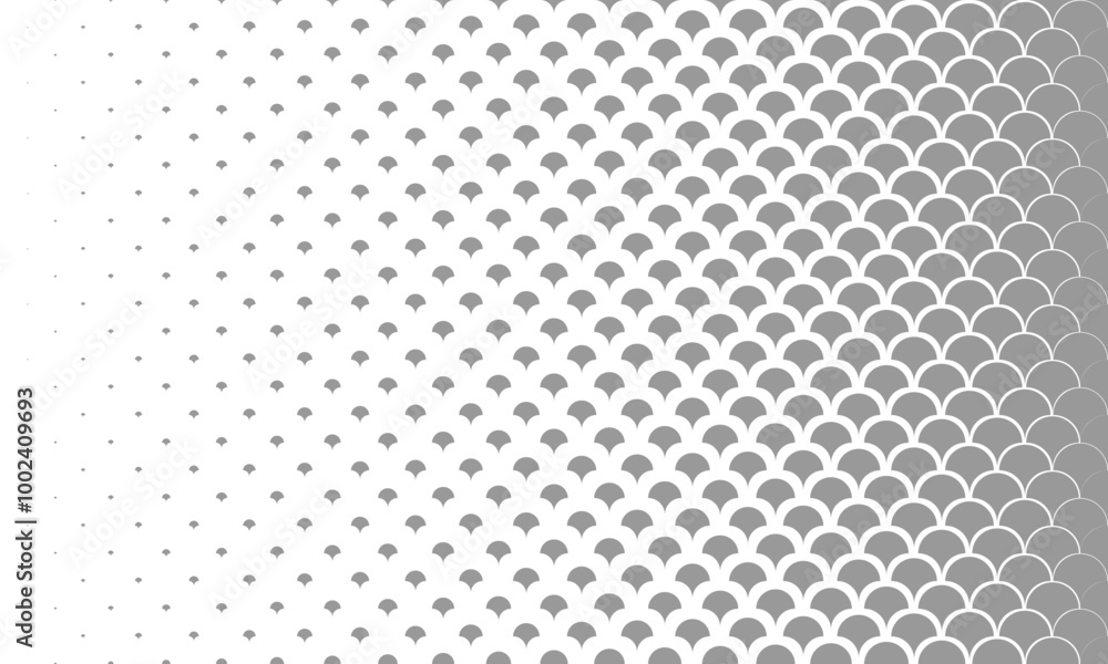 Horizontal halftone with grey fish scale pattern background. Vector Illustration.