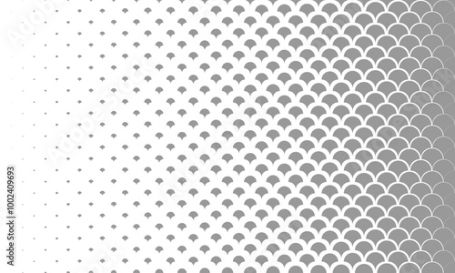 Horizontal halftone with grey fish scale pattern background. Vector Illustration.