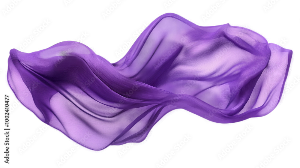 floating light purple fabric blowing isolate on transparent, generative ai floating light purple fabric blowing isolate on transparent, generative ai