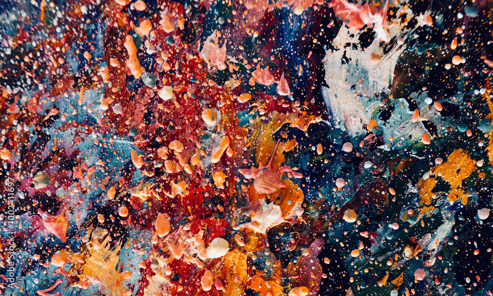 Fototapeta premium Colorful abstract background wallpaper. Modern motif visual art. Mixtures of oil paint. Trendy hand painting canvas. Wall decor and Wall art prints Idea. 3D Texture. Art object 