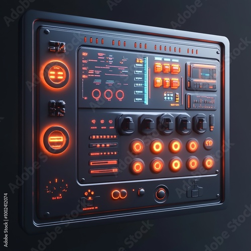 3D Control Panel Icon: Industrial Automation Control Illustration Logo