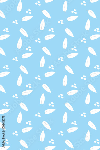 seamless pattern with leavess on blue background