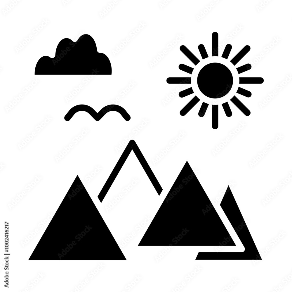 Mountains icon style Mountains icon style