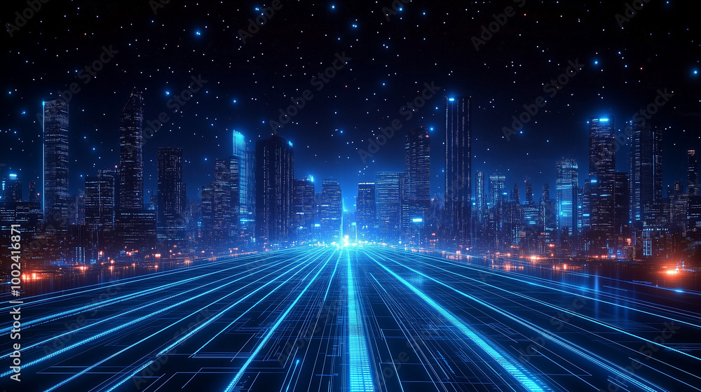 Futuristic Smart City Skyline with Digital Grid – Cyberpunk, AI, and Advanced Technology Concept, Futuristic Smart City, Digital Grid, Cyberpunk Skyline, AI Technology, Advanced Urban Architecture Futuristic Smart City Skyline with Digital Grid – Cyberpunk, AI, and Advanced Technology Concept, Futuristic Smart City, Digital Grid, Cyberpunk Skyline, AI Technology, Advanced Urban Architecture