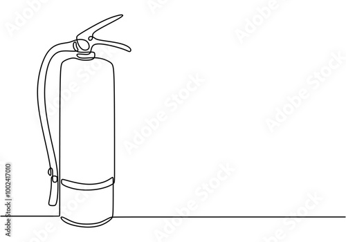 One Line Drawing of a Fire Extinguisher Tank, Illustrating Safety Equipment in a Minimalist Design.