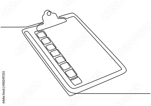 One Line Drawing of a Notebook, Illustrating the Tools of Learning and Planning.