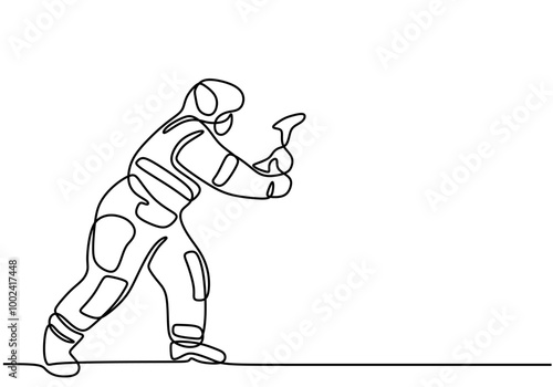 One Line Drawing of a Firefighter, Depicting the Bravery and Dedication of Emergency Responders.
