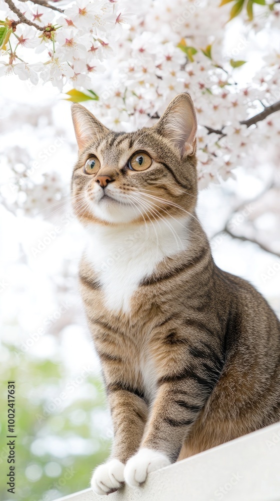 A cat sits atop the eaves of a historic temple, its cute expression framed by delicate cherry blossoms and vibrant orange-red architecture in the background. A cat sits atop the eaves of a historic temple, its cute expression framed by delicate cherry blossoms and vibrant orange-red architecture in the background.