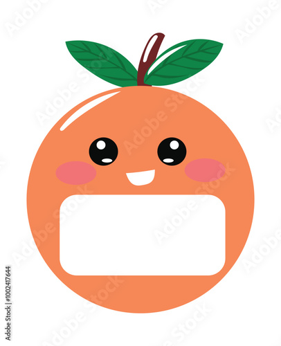 Fruit caartoon character on book label sticker design