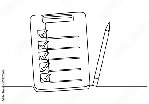 One Line Drawing of a Notebook, Depicting the Tools of Planning and Organization.