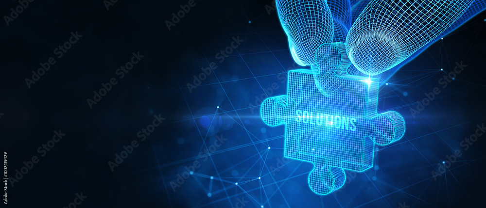 Business, Technology, Internet and network concept. Solutions business words. 3d illustration Business, Technology, Internet and network concept. Solutions business words. 3d illustration