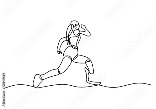 One line drawing of a person with a disability running. Emphasizes determination and movement.