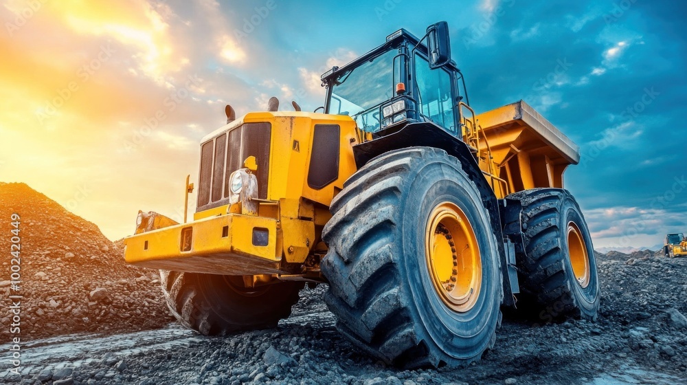 Yellow Dump Truck on a Construction Site Yellow Dump Truck on a Construction Site