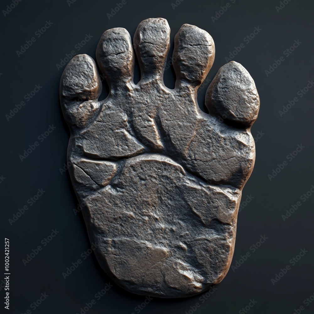 Naklejka premium 3D Giant's Footprint Icon: Mythical Creature Trace Illustration Logo