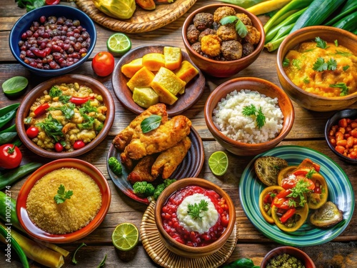 Vibrant Dominican dishes beautifully arranged on a table, showcasing the rich culinary heritage and diverse flavors that define this delightful Caribbean cuisine.