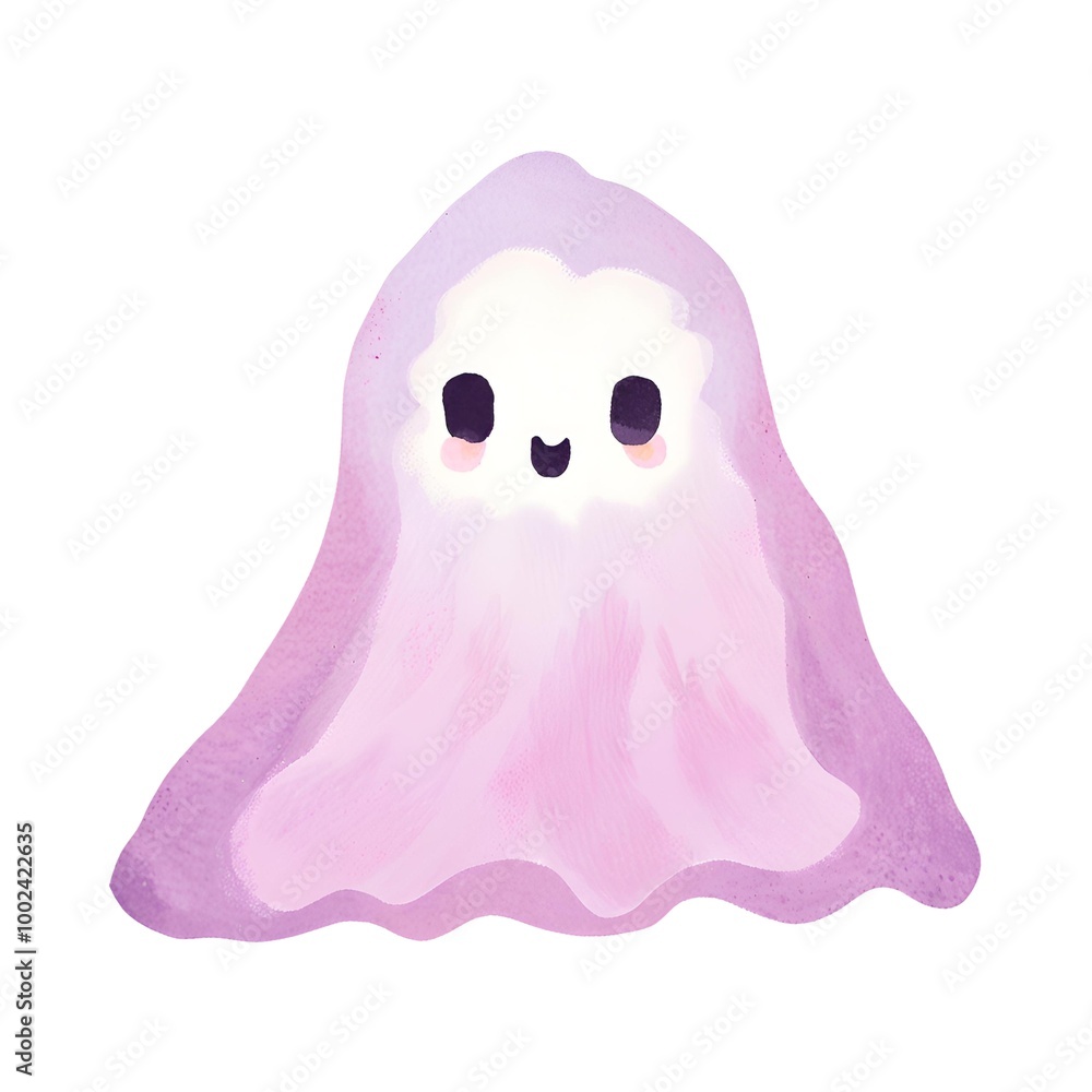A Cute Ghost Pink Doodle Watercolour