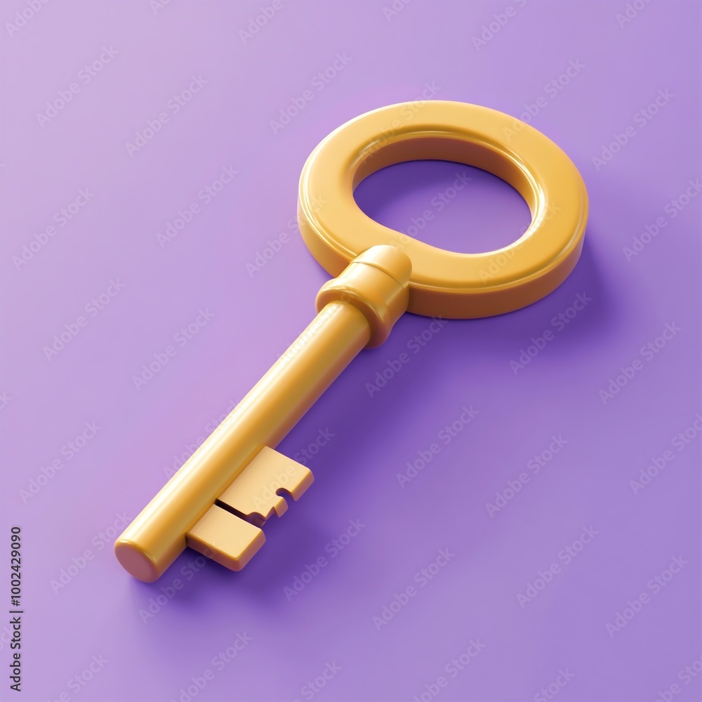 3D Key Icon: Essential Locking Tool Illustration Logo 3D Key Icon: Essential Locking Tool Illustration Logo