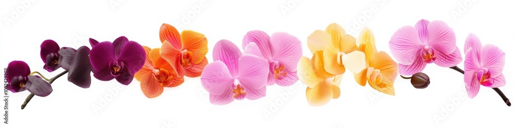 Fototapeta premium Phalaenopsis Flowers. Beautiful Set of Orchid Blossoms on White Background