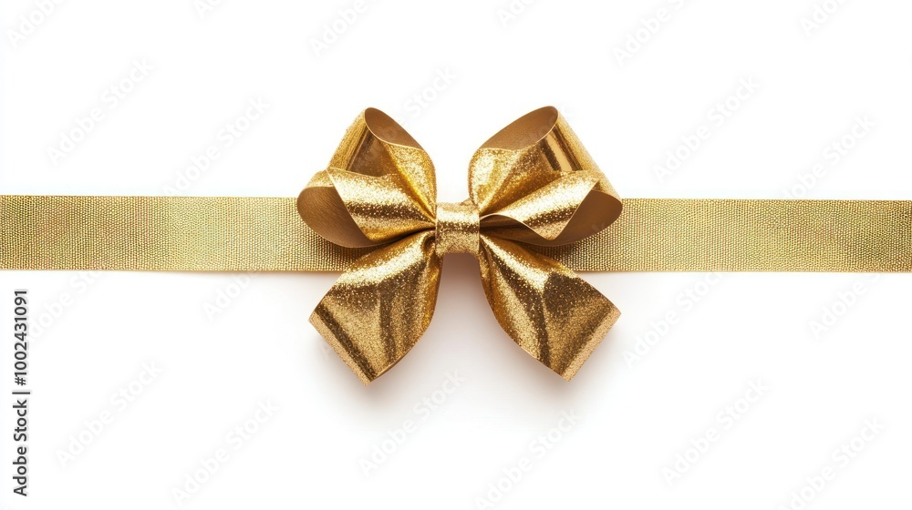 Fototapeta premium Golden Bow on White Background
