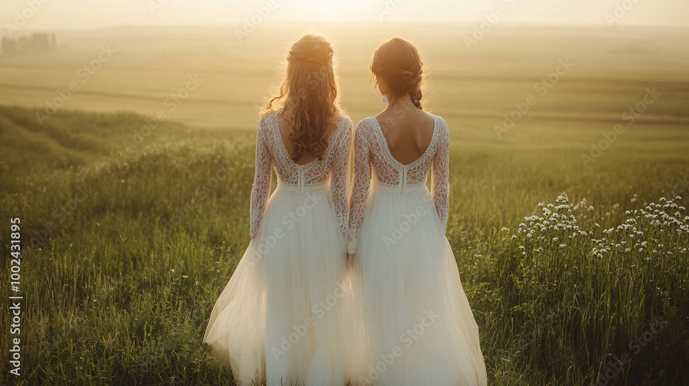 Young female models in folk costumes, smiling and interacting during a ...