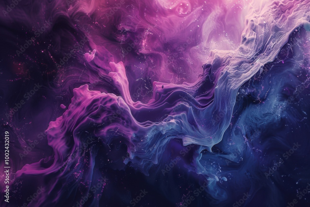 Fototapeta premium Vibrant Pink, Orange, and Blue Gradient Swirls in Dreamy Fluid Abstract Art Design
