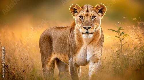 Wallpaper Mural   A lion in tall grass with a blurry grassy background Torontodigital.ca