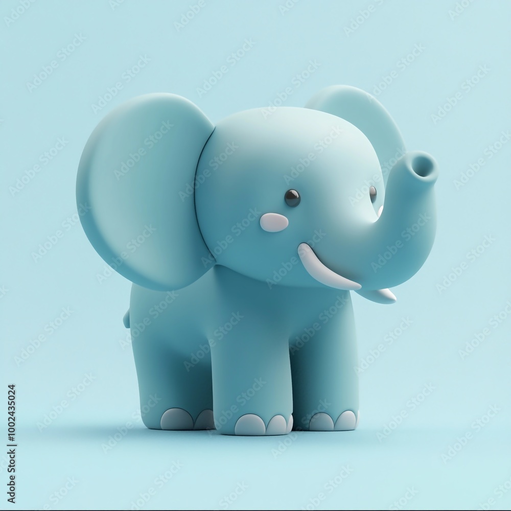 Obraz premium 3D Playful Elephant Icon: Adorable Toy Animal Illustration Logo