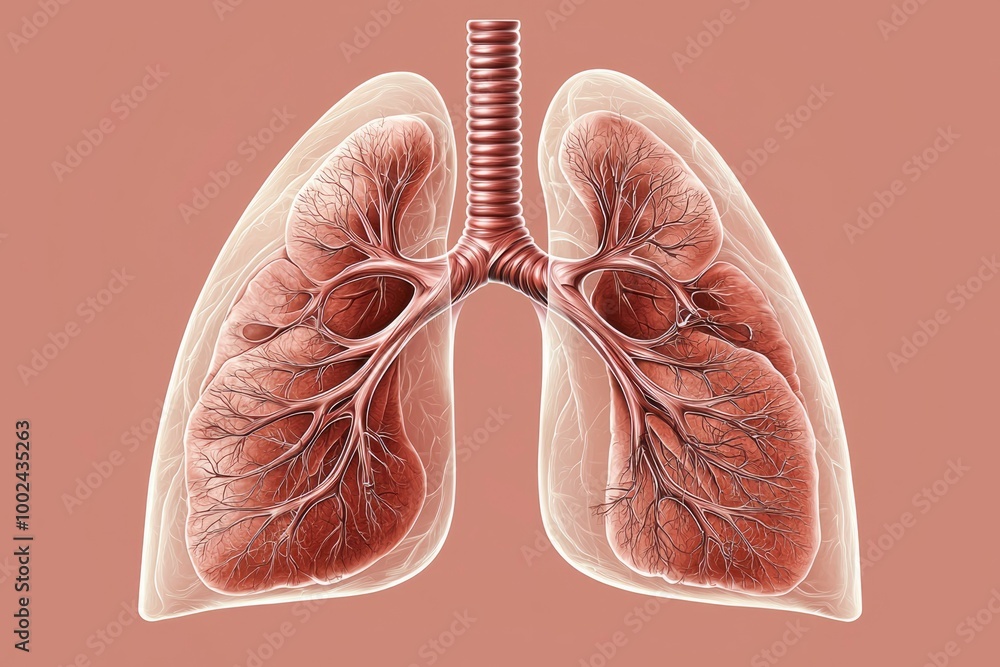 Human Lungs with Trachea and Bronchi Illustration Human Lungs with Trachea and Bronchi Illustration
