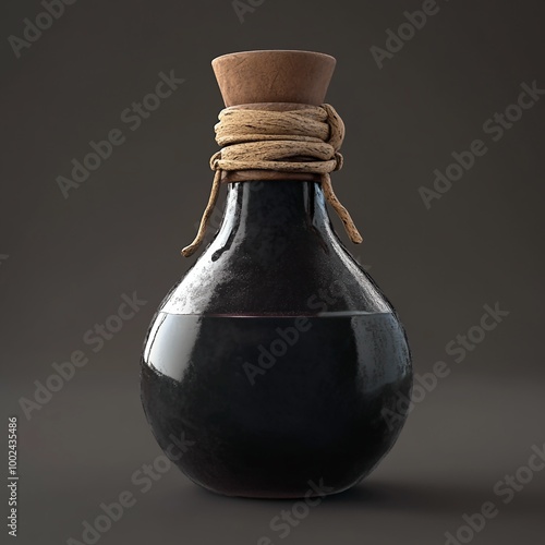 3D Potion Bottle Icon: Container for Elixirs Illustration Logo