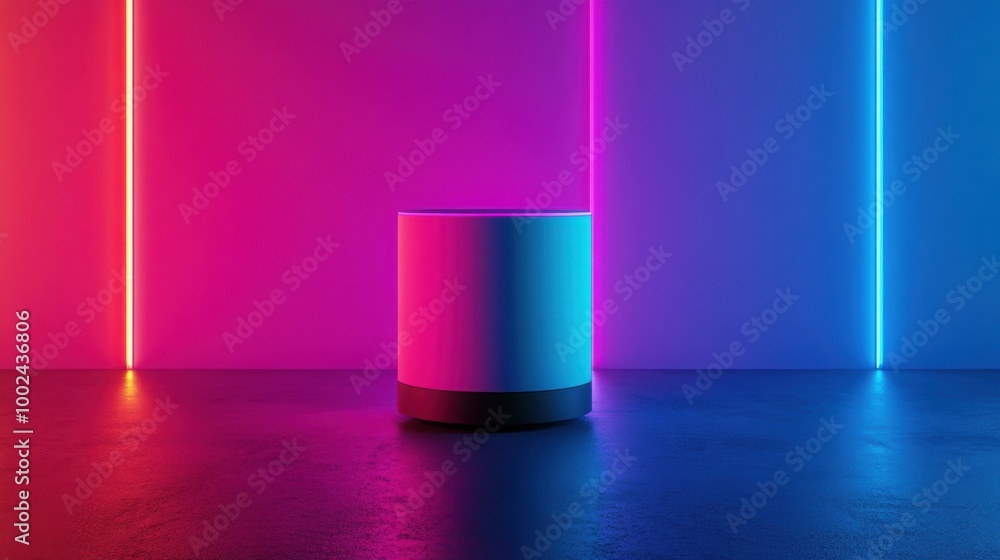 product placed in a minimalist setting, illuminated by vibrant neon lights. product placed in a minimalist setting, illuminated by vibrant neon lights.