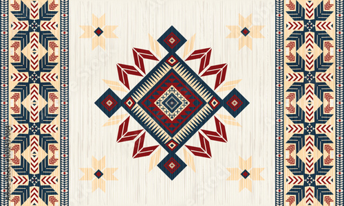 American tribal ethnic native pattern.Traditional Navajo,Aztec,Apache,Southwest and Mexican style fabric pattern.Abstract vector motifs pattern.For fabric,clothing,blanket,carpet,woven,wrap,decoration