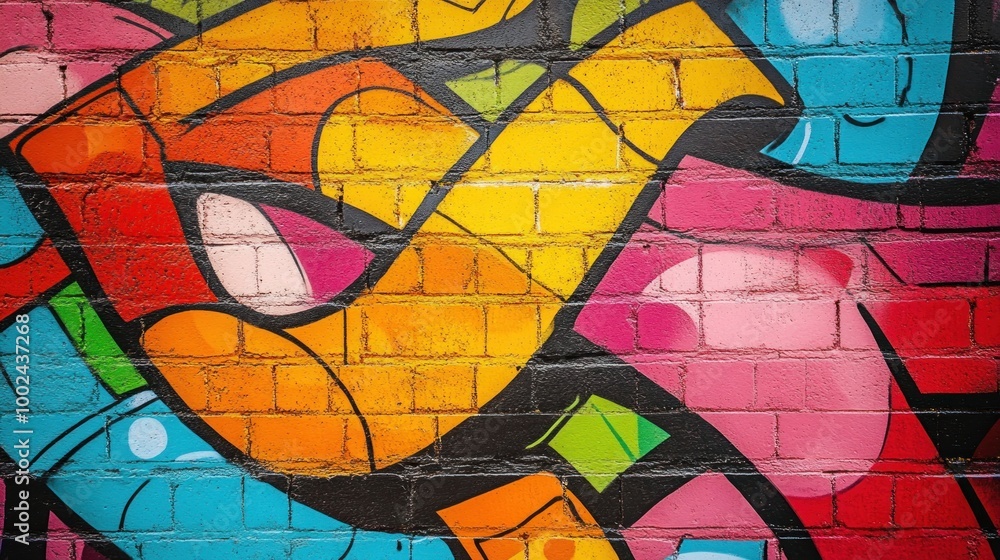 Colorful Graffiti on Brick Wall Colorful Graffiti on Brick Wall