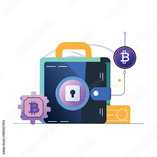  private key hardware wallet store cryptocurrency flat illustration 