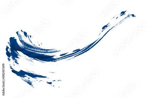 Blue brush strokes set on transparent background.