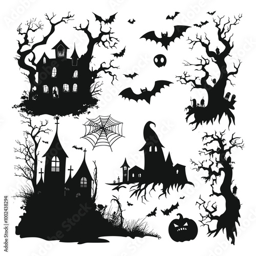 Eerie Halloween Haunt: Ghostly Silhouettes