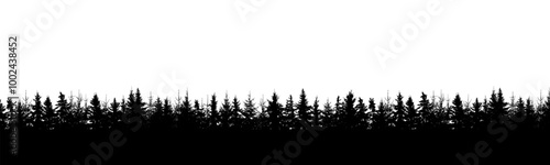 Forest background, beautiful landscape wallpaper. Silhouettes of fir trees. Vector illustration