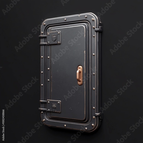 3D Security Door Icon: Controlled Access Point Illustration Logo