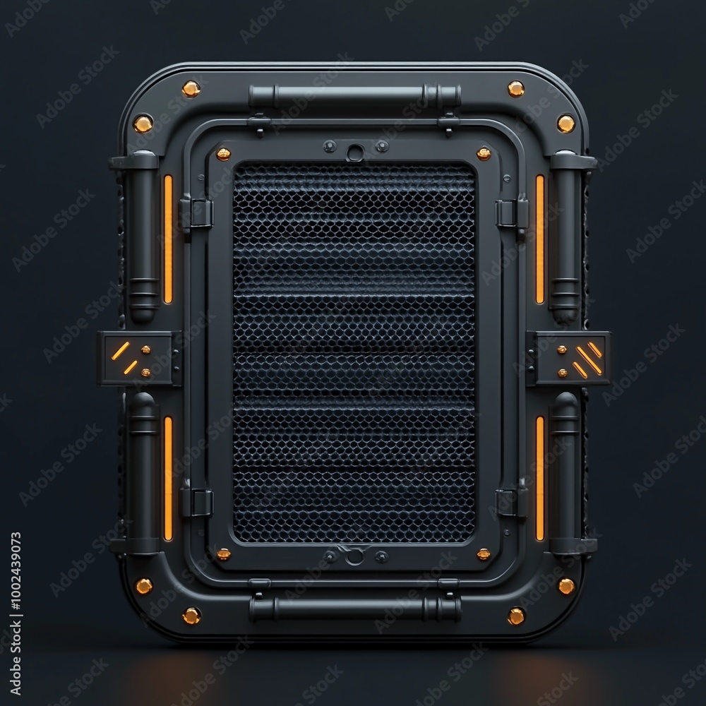 Fototapeta premium 3D Security Gate Icon: Restricted Area Protection Illustration Logo