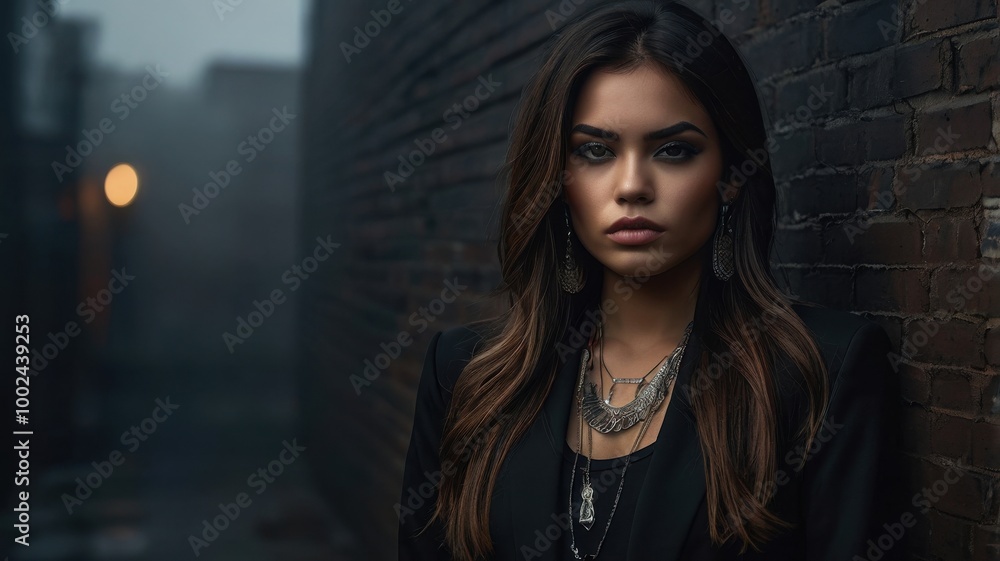 Moody Portrait of Woman in Dark Alley Moody Portrait of Woman in Dark Alley