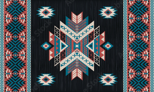 American tribal ethnic native pattern.Traditional Navajo,Aztec,Apache,Southwest and Mexican style fabric pattern.Abstract vector motifs pattern.For fabric,clothing,blanket,carpet,woven,wrap,decoration