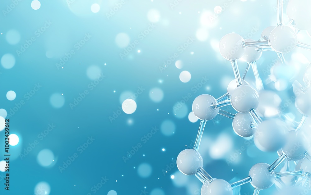 Abstract molecular structure with bokeh effect on a blue background. Perfect for scientific, medical, and technological themes. Abstract molecular structure with bokeh effect on a blue background. Perfect for scientific, medical, and technological themes.