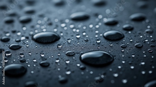 Drops of pure water rain isolated on dark gray background