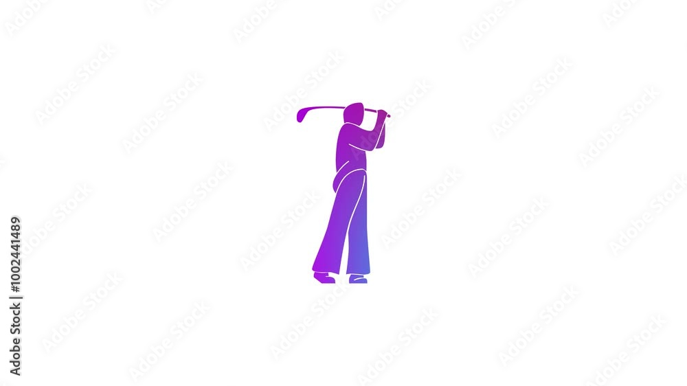 Hand holding a golf stick, Golf sport stick people shape icon animation on white background Hand holding a golf stick, Golf sport stick people shape icon animation on white background