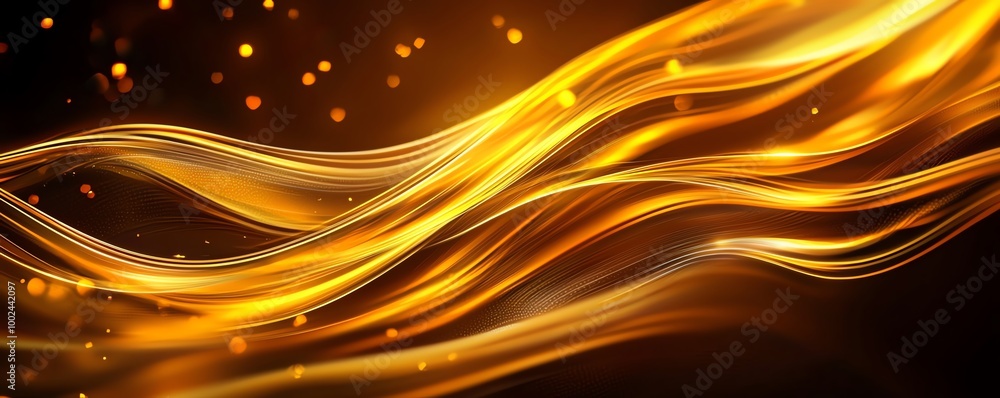 Vibrant golden abstract wave lines on a dark background, creating a dynamic and elegant visual effect. Perfect for backgrounds and graphic design. Vibrant golden abstract wave lines on a dark background, creating a dynamic and elegant visual effect. Perfect for backgrounds and graphic design.