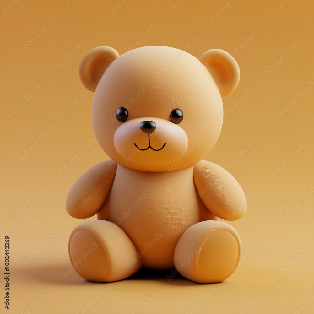 Fototapeta premium 3D Teddy Bear Icon: Classic Soft Toy for Comfort Illustration Logo