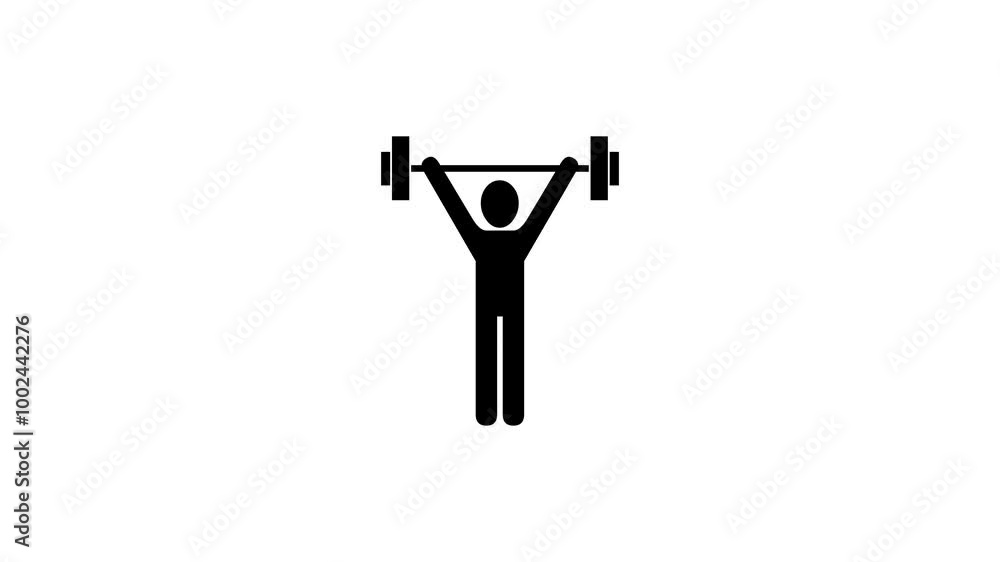 Physical weightlifting gym shape icon black color animation on white background Physical weightlifting gym shape icon black color animation on white background