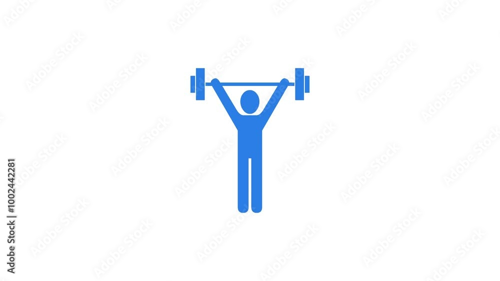 Physical weightlifting gym shape icon blue color animation on white background Physical weightlifting gym shape icon blue color animation on white background
