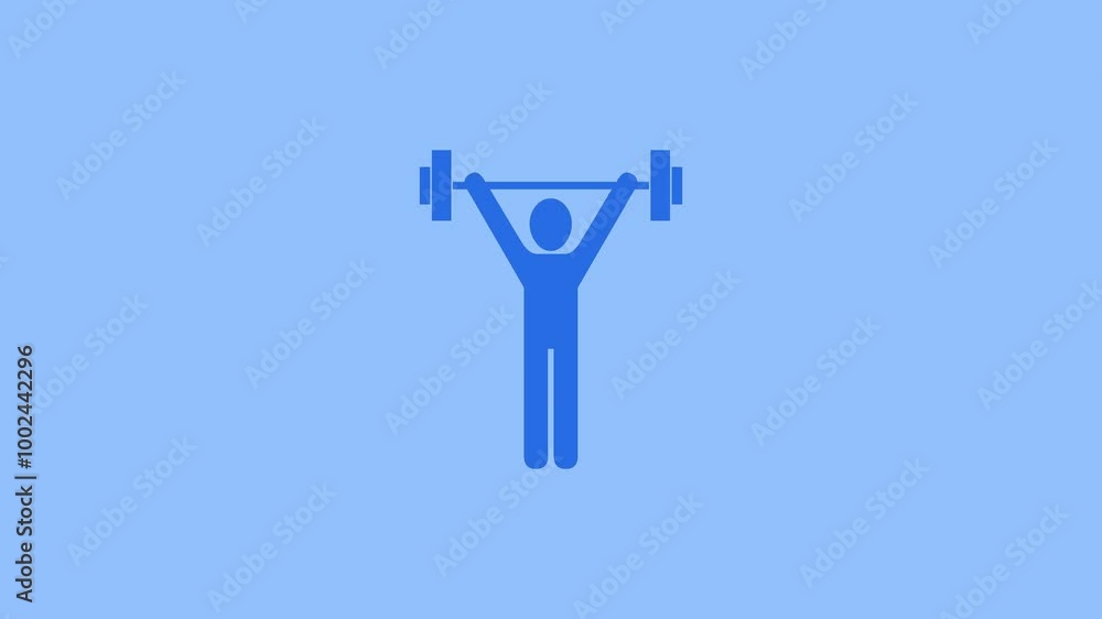 Physical weightlifting gym shape icon blue color animation Physical weightlifting gym shape icon blue color animation