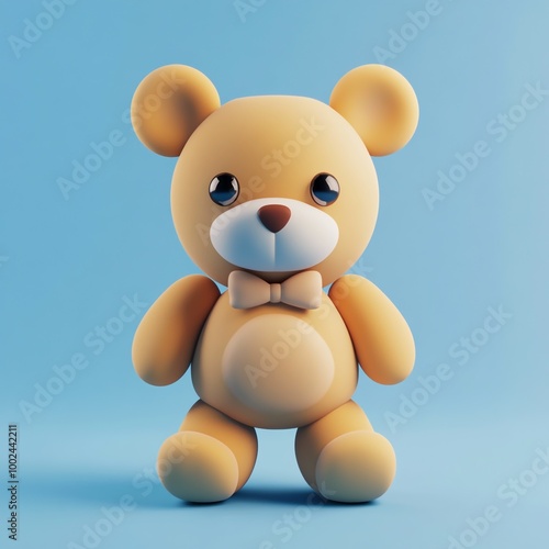 3D Teddy Bear Icon: Classic Soft Toy for Comfort Illustration Logo